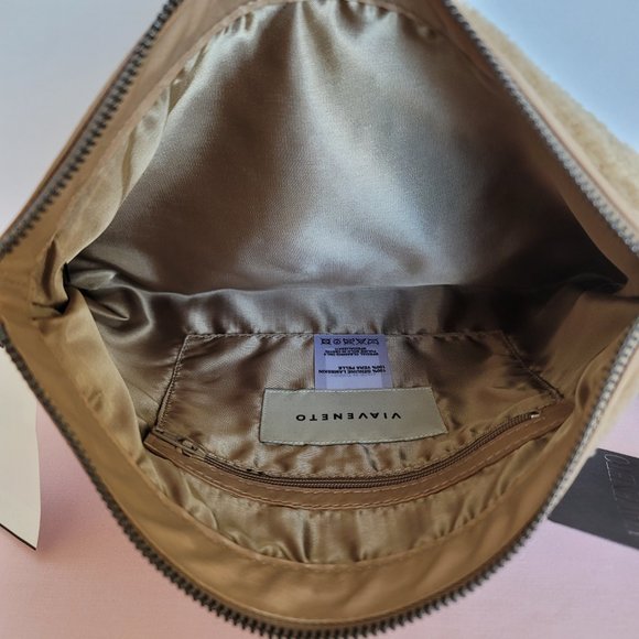 VIAVENETO Delilah Curly Lambskin Shearling Large Pouch/Wristlet- Camel color - Picture 11 of 16